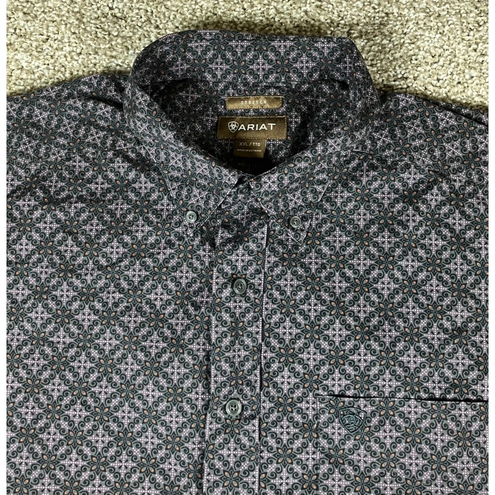 Ariat Mens XXL Long Sleeve Stretch Button Down Geometric Shirt 10030574